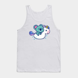 Cute Koala With Swim Ring Unicorn Tank Top